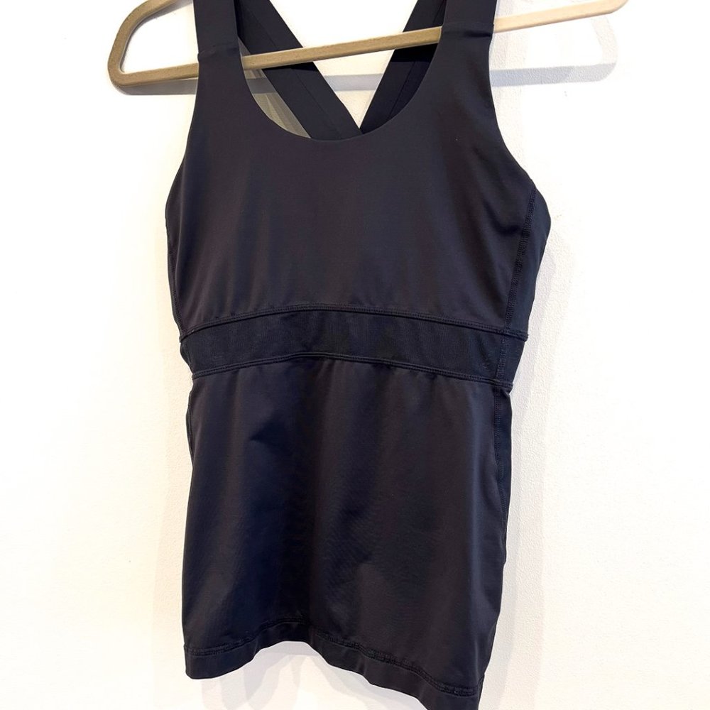 Lululemon Black Mesh Swift Cross Back Tank Sz 10